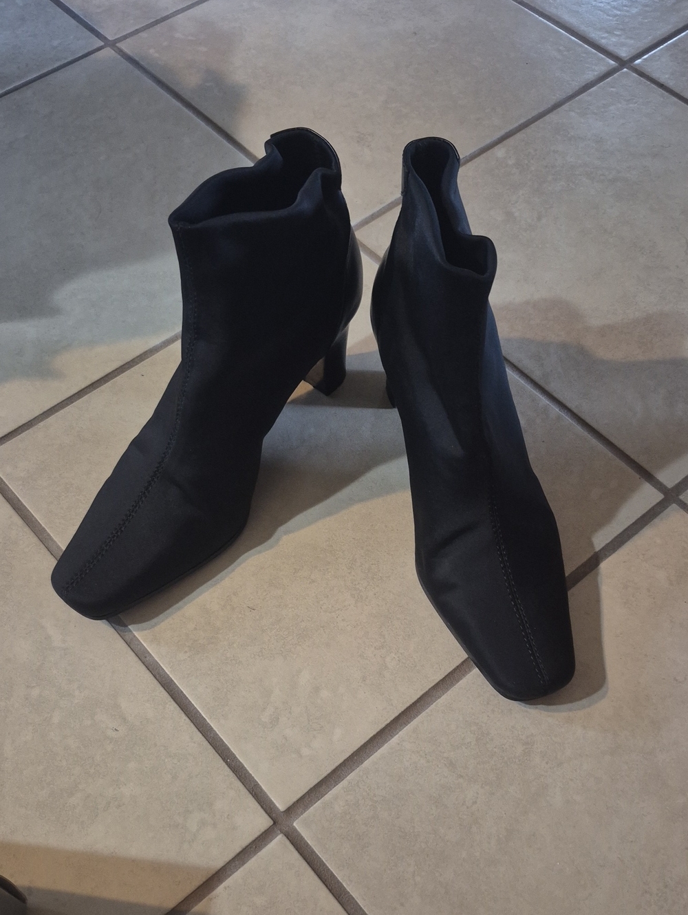 Worthington Black Stretch Ankle Booties with Block Heel